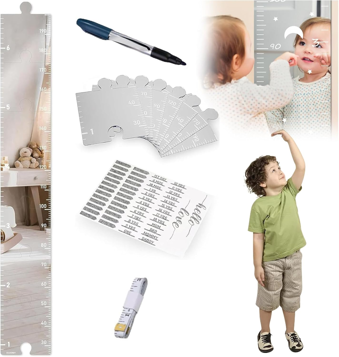 kit de toise murale adhésive en forme de puzzle