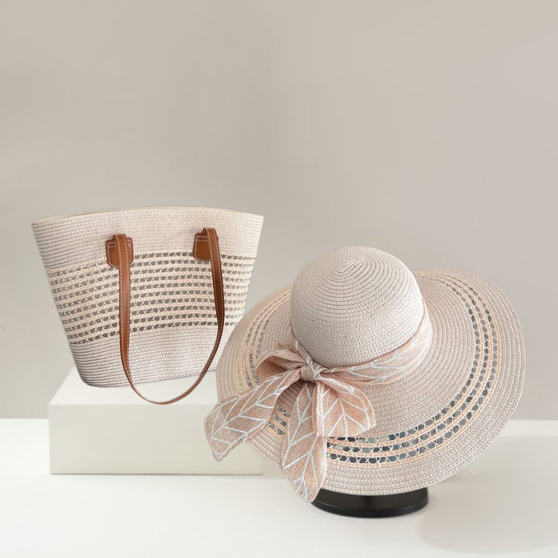 Pack chapeau avec sac à bandoulière en paille