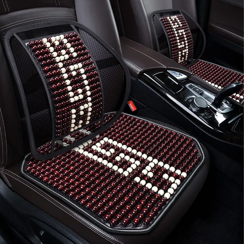 2 coussins de siège de voiture en perles de bois