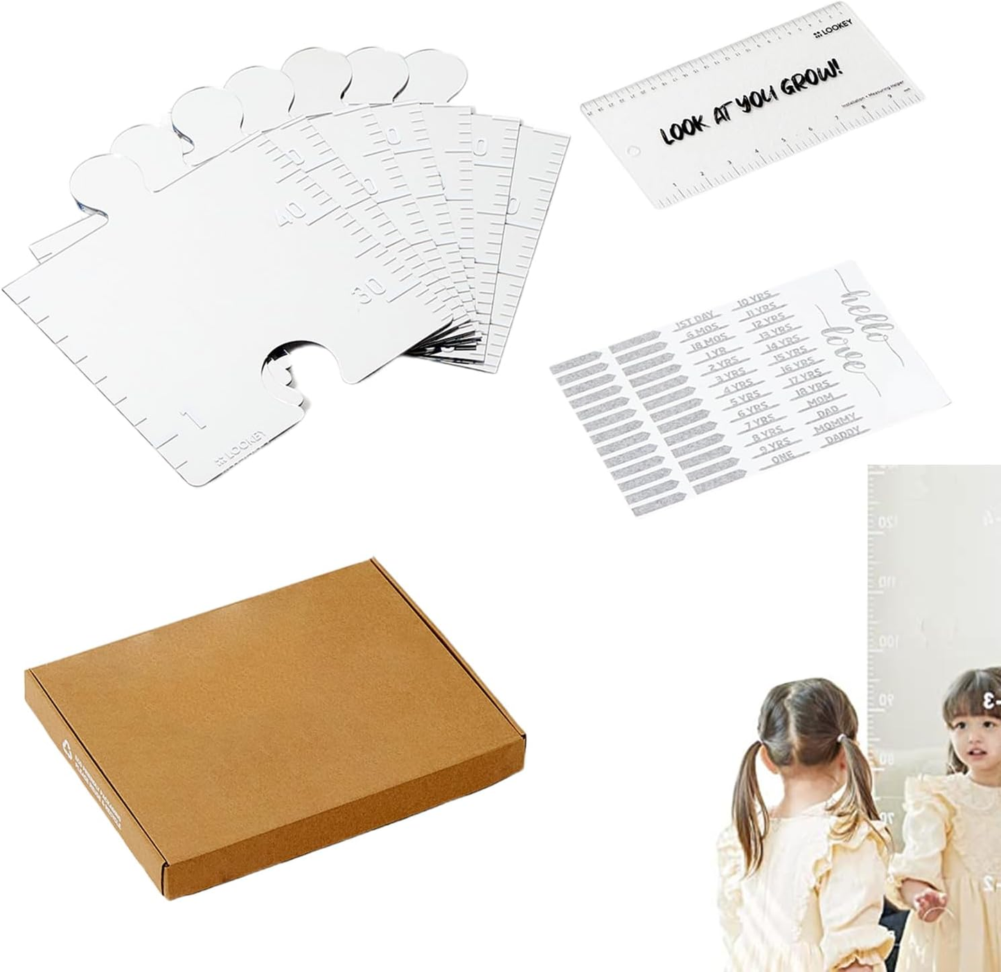 kit de toise murale adhésive en forme de puzzle