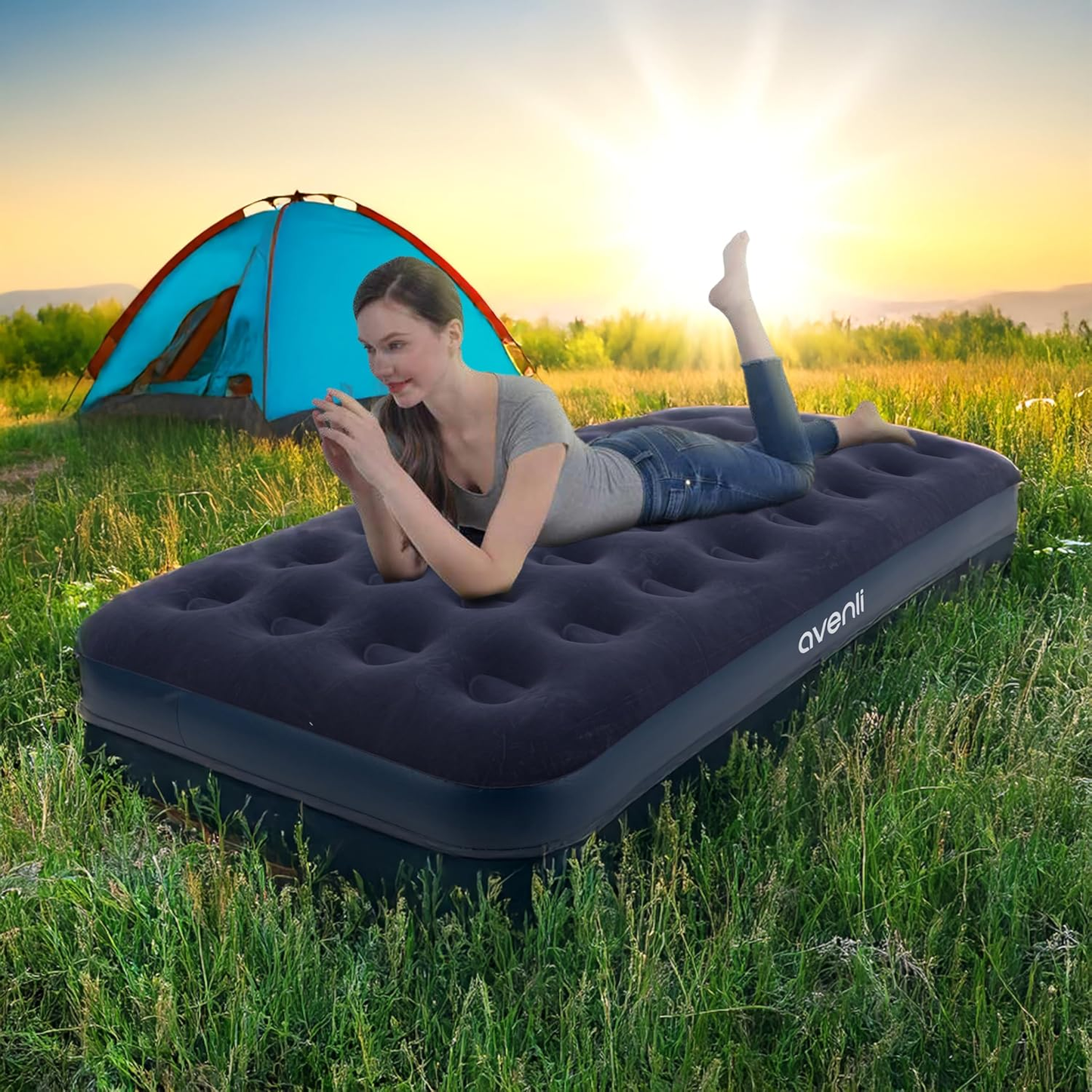 Matelas Gonflable bleu 190Cm*100Cm