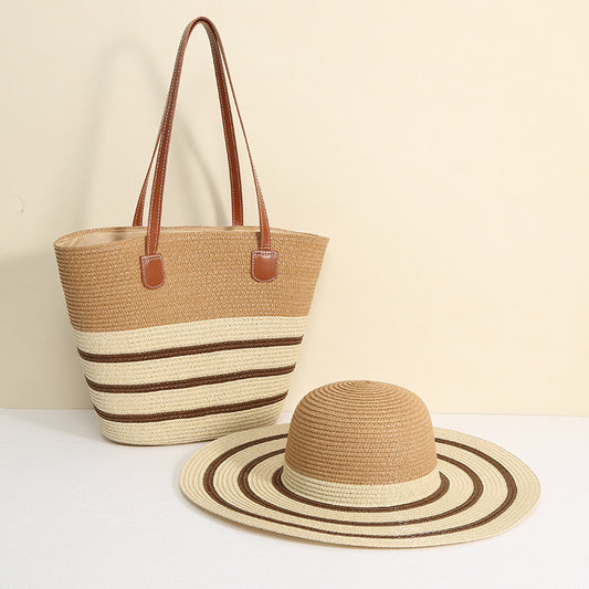 Ensemble chapeau et sac a motifs cercle noir