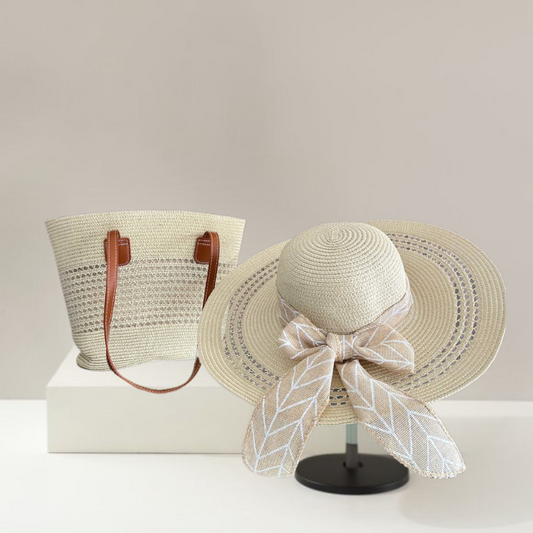 Pack chapeau avec sac à bandoulière en paille
