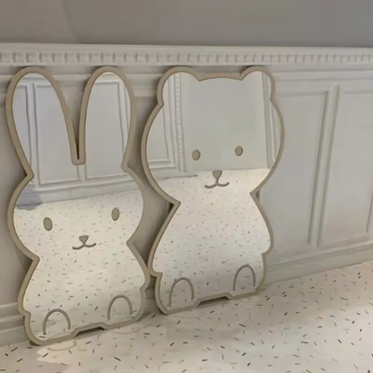 Miroir décoratif en forme d'ours et de lapin