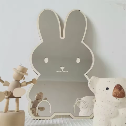 Miroir décoratif en forme d'ours et de lapin