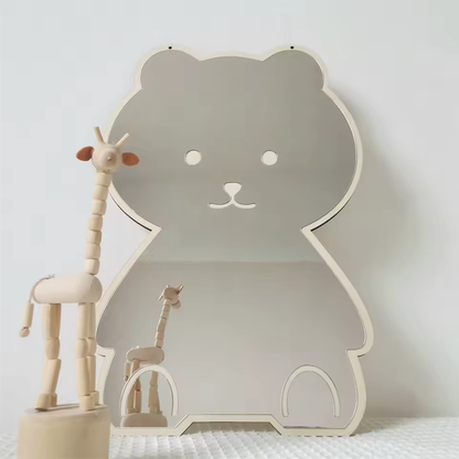 Miroir décoratif en forme d'ours et de lapin
