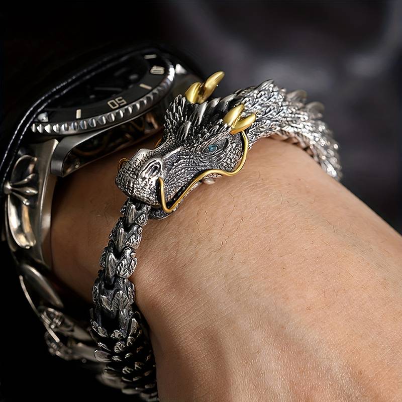 Bracelet en Acier Inoxydable vintage avec dragon