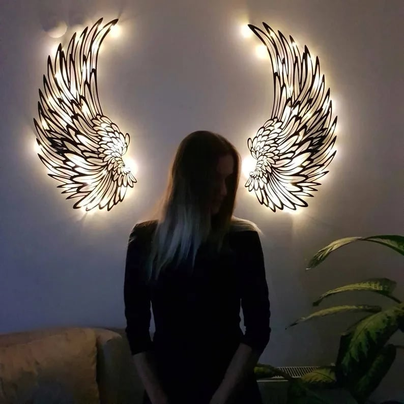 DECOR MURAL AILES D'ANGE AVEC LUMIÈRES LED