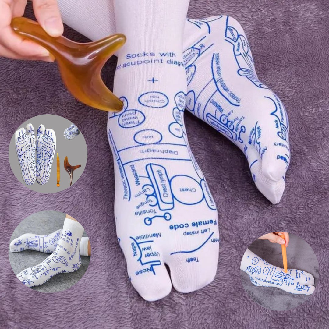 Chaussettes de réflexologie avec outils de massage